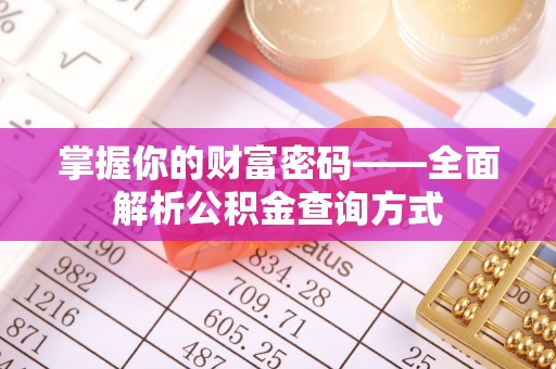 丛台掌握你的财富密码——全面解析公积金查询方式