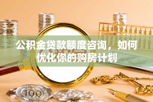 丛台公积金贷款额度咨询，如何优化你的购房计划